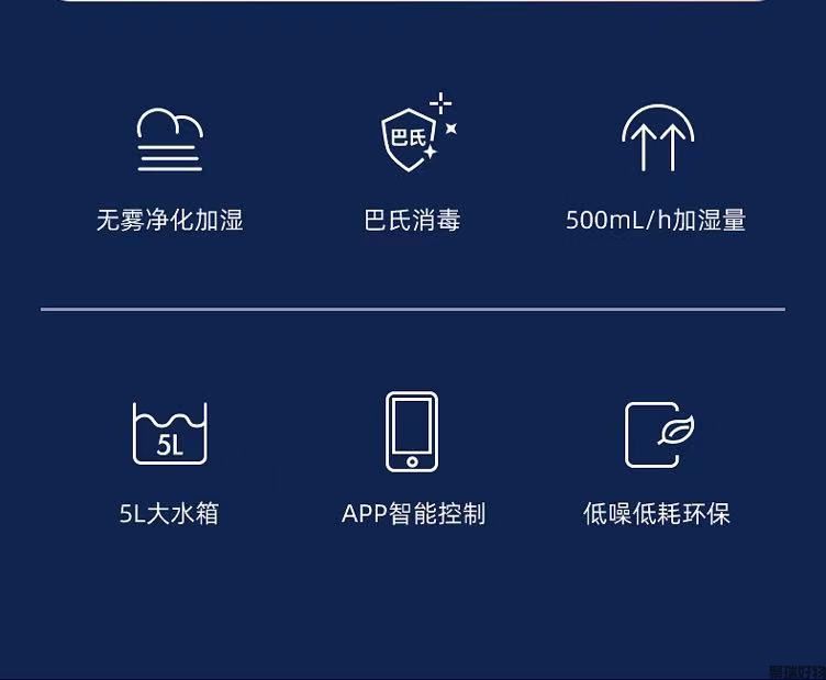 蓝宝加湿器无雾加湿器S09无菌消毒热蒸发大容量5L